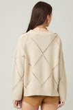 Braided Leather Tassel Knit Sweater | Natural