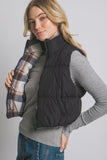 *DOORBUSTER DEAL | Reversible Plaid Puffer Vest | Black