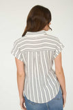 Striped Collared Button Top | Cream