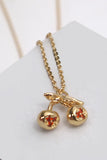 Cherry Charm Short Necklace | Gold