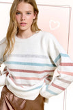 Hi/Low Striped Sweater Top | Multi