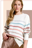 Hi/Low Striped Sweater Top | Multi