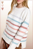 Hi/Low Striped Sweater Top | Multi