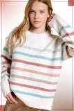 Hi/Low Striped Sweater Top | Multi