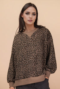 Leopard Knit Sweater Top | Cocoa