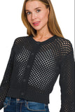 Crochet Cardigan Sweater Top | Black