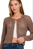 Crochet Cardigan Sweater Top | Brown