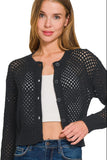 Crochet Cardigan Sweater Top | Black