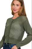 Crochet Cardigan Sweater Top | Olive