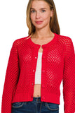 Crochet Cardigan Sweater Top | Red