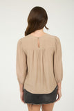 Floral Embroidered Yoke Top | Taupe