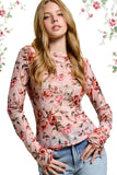 Semi Sheer Mesh Floral Layering Top | Blush