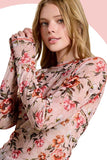 Semi Sheer Mesh Floral Layering Top | Blush