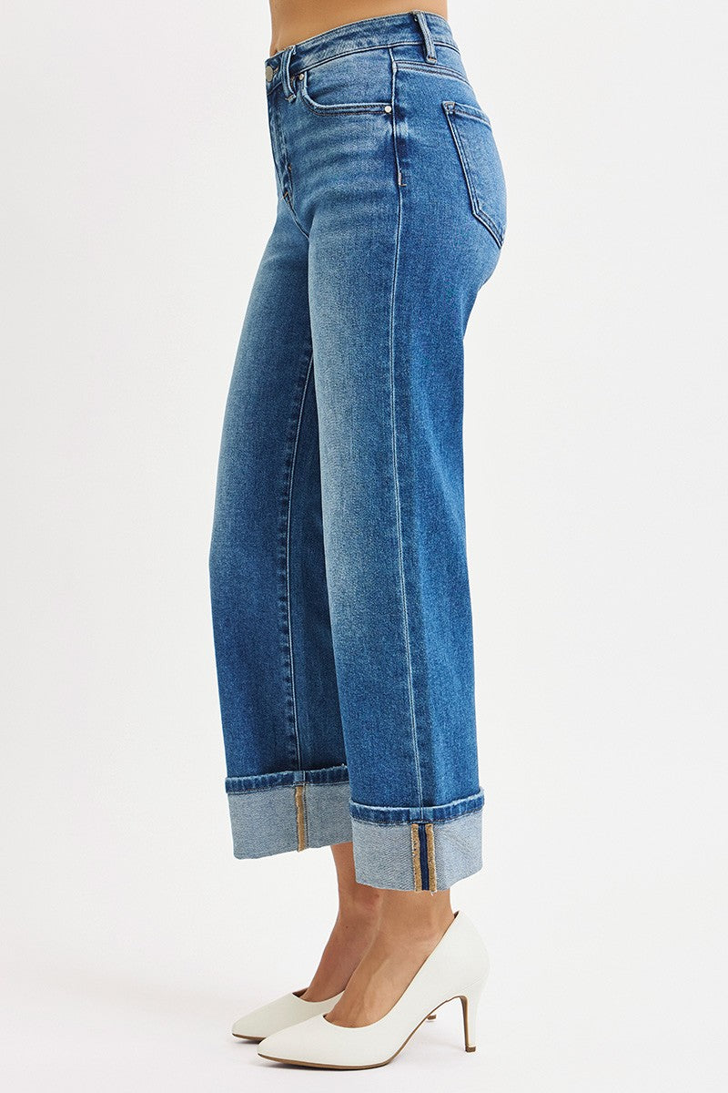 Risen Jeans | Mid Rise Crop Straight Cuffed