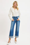 Risen Jeans | Mid Rise Crop Straight Cuffed