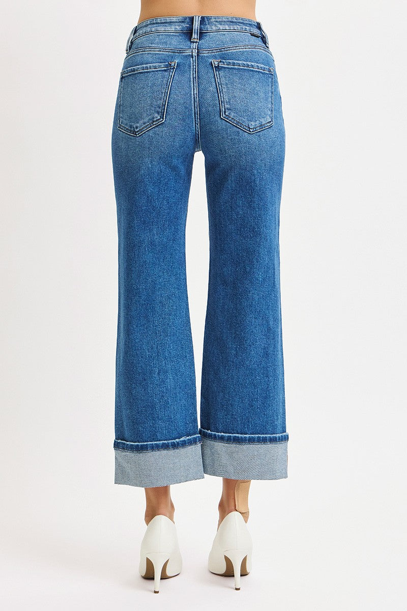 Risen Jeans | Mid Rise Crop Straight Cuffed