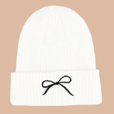 *DOORBUSTER DEAL | Bow Embroidered Beanie | Ivory