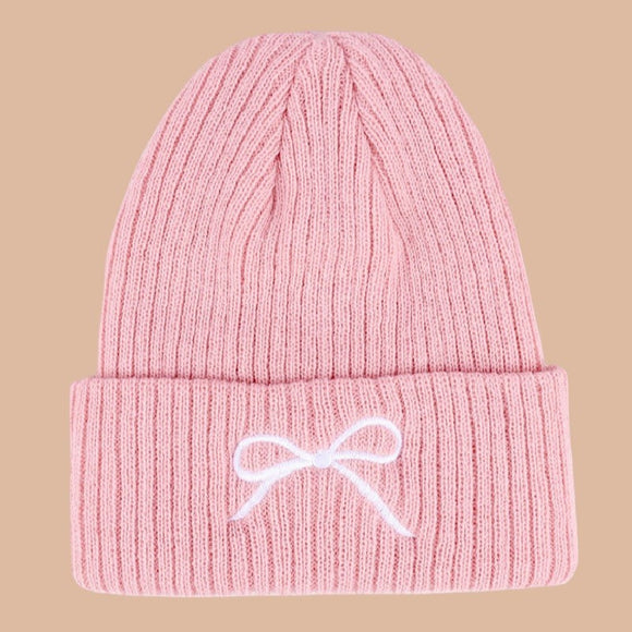 *DOORBUSTER DEAL | Bow Embroidered Beanie | Rose