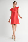 Game Day Spirit Faux Leather Dress | Red