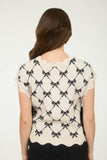 Bow Pattern Side Tie Sweater Top | Light Khaki
