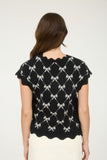 Bow Pattern Side Tie Sweater Top | Black