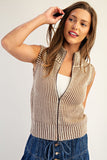 Ribbed Sleeveless Zip Up Jacket | Coco