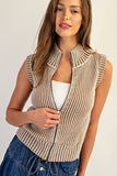 Ribbed Sleeveless Zip Up Jacket | Coco