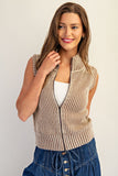 Ribbed Sleeveless Zip Up Jacket | Coco