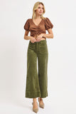 Risen Jeans | Wide Leg Crop Corduroy | Moss