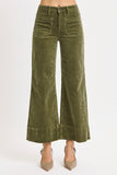 Risen Jeans | Wide Leg Crop Corduroy | Moss