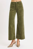 Risen Jeans | Wide Leg Crop Corduroy | Moss