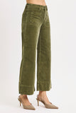 Risen Jeans | Wide Leg Crop Corduroy | Moss