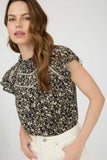 Floral Yoke Trim Detail Top | Black