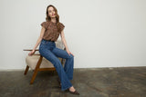 Floral Yoke Trim Detail Top | Brown