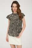Floral Yoke Trim Detail Top | Black