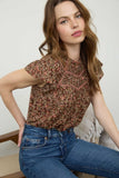 Floral Yoke Trim Detail Top | Brown