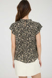Floral Yoke Trim Detail Top | Black