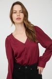 Satin Button Detail Top | Burgundy