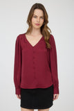 Satin Button Detail Top | Burgundy