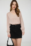 Satin Button Detail Top | Taupe