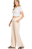 Scuba Sweatshirt & Wide Sweatpants 2 Piece Set | Heather Beige