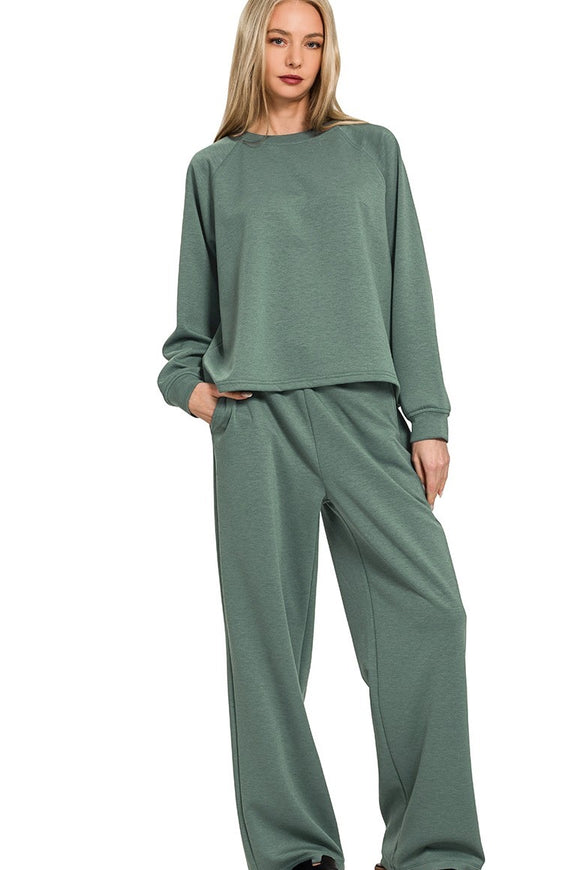 Scuba Sweatshirt & Wide Sweatpants 2 Piece Set | Ash Jade
