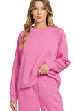 Scuba Sweatshirt & Wide Sweatpants 2 Piece Set | Candy Pink
