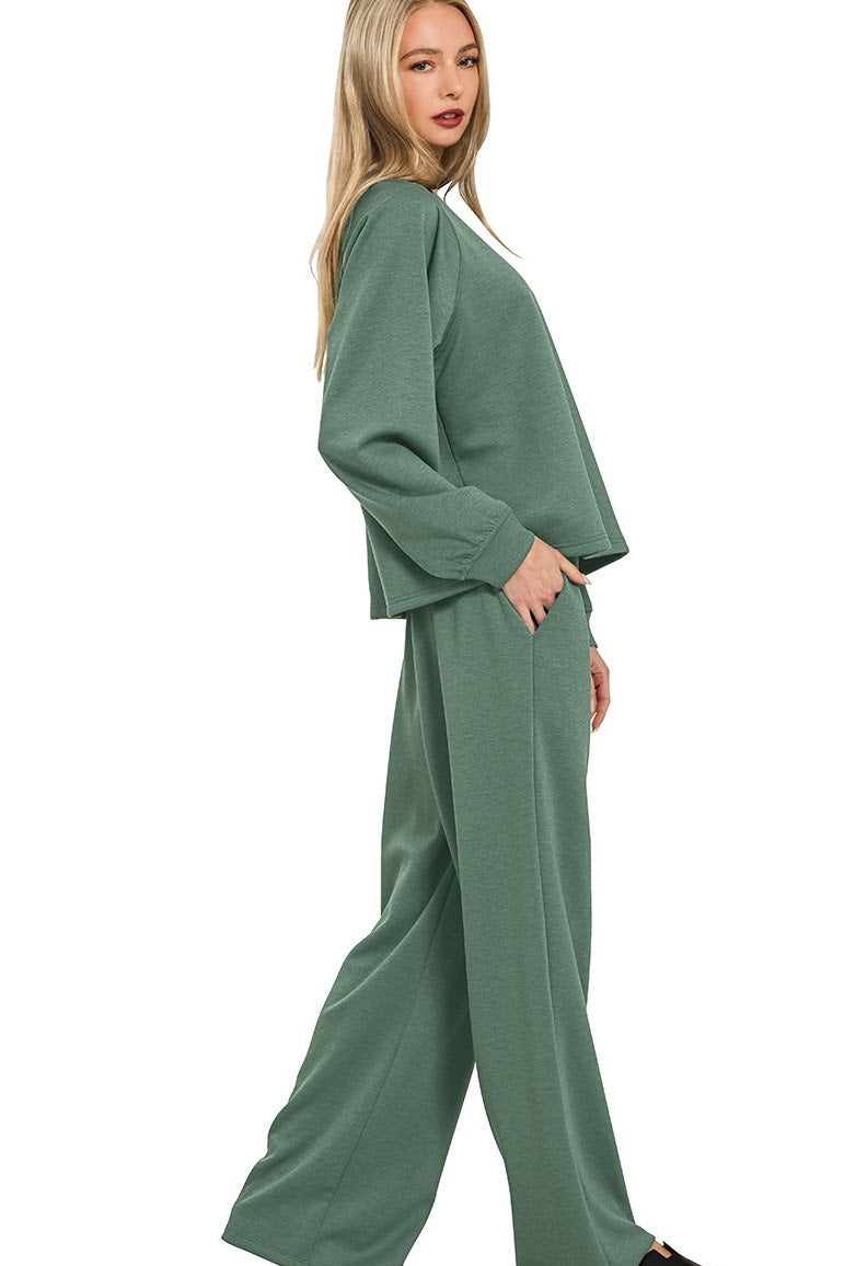 Scuba Sweatshirt & Wide Sweatpants 2 Piece Set | Ash Jade