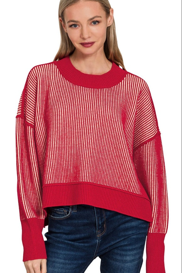 Exposed Seam Heavyweight Sweater | Red