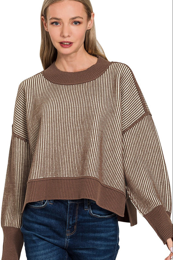 Exposed Seam Heavyweight Sweater | Brown