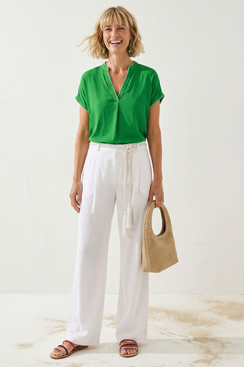 Lightweight Silky Whipstitch Top | Green