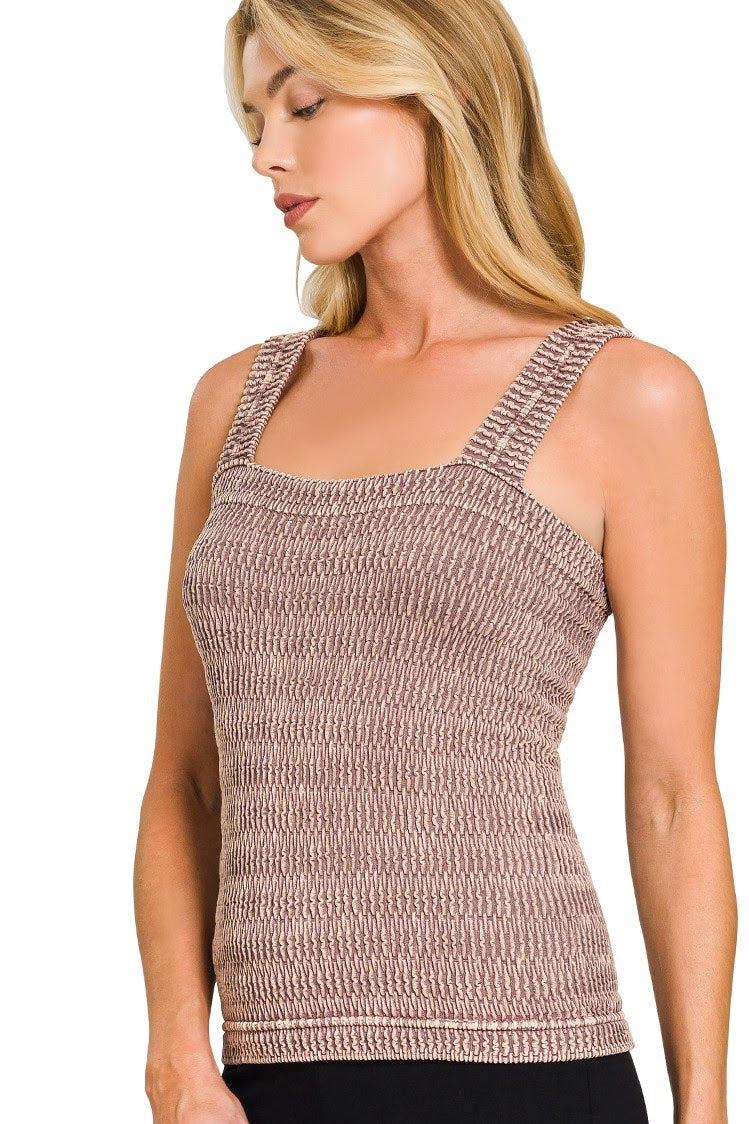 Seamless Winkle Stone Washed Tank Top | Dusty Rose
