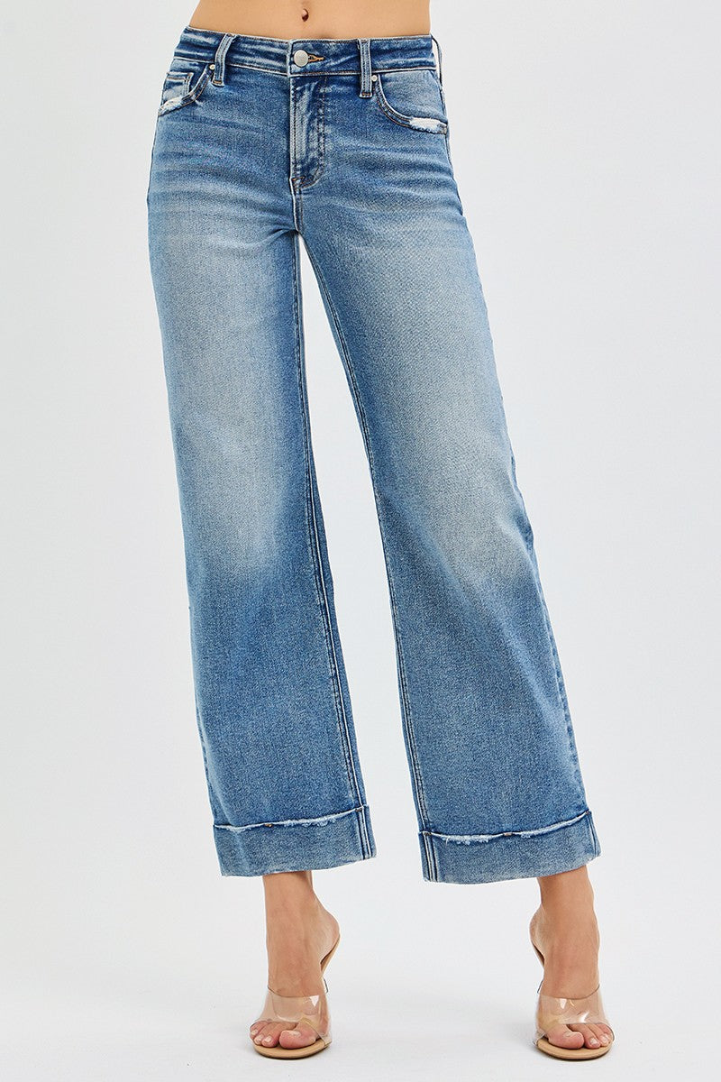 Risen Jeans | Mid Rise Crop Straight w/ Taylor Cuff