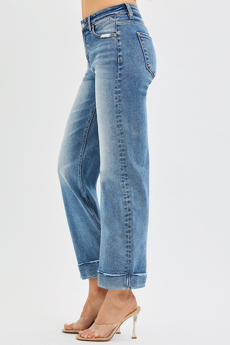 Risen Jeans | Mid Rise Crop Straight w/ Taylor Cuffed